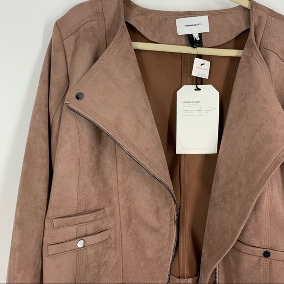 Current/Elliott The Crop Infantry Jacket Pink Faux Suede Size 2 NWT - Picture 5 of 8